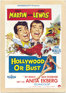 Original vintage poster from the 1956 Martin & Lewis comedy, Hollywood or Bust.
