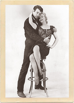 Don Murray embraces co-star Marilyn Monroe in a provocative promotional photo for the film, “Bus Stop.”