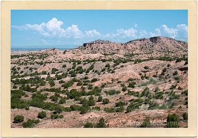 The pinon and juniper studded hills outside Santa Fe, New Mexico, served as the setting for the 1958 classic Western, “The Left Handed Gun.”
