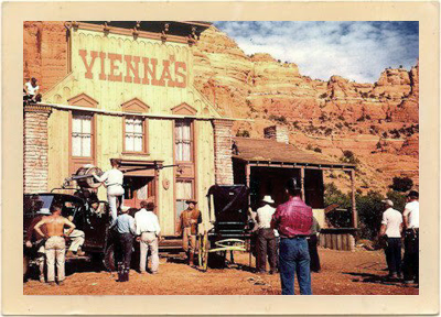 The studio-built scenery for “Vienna’s Place” as seen in the movie, Johnny Guitar, filmed just outside Sedona, Arizona.