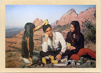 Elvis Presley messes around with a couple of chicks (what else is new? perhaps the beautiful red rocks scenery in Sedona, Arizona) in the 1968 movie "Stay Away Joe."