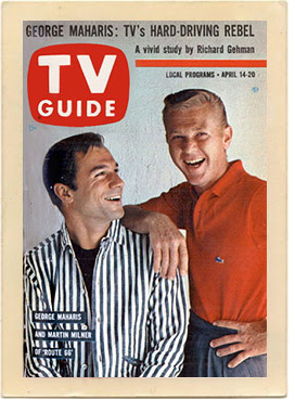 George Maharis and Martin Milner on the cover of TV Guide in April 1962.